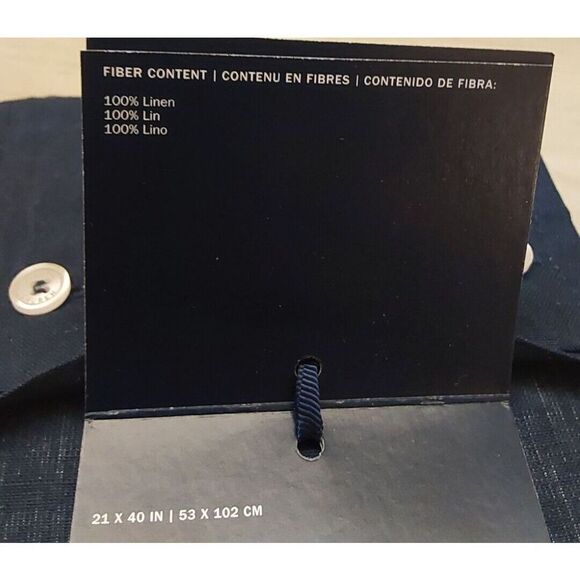 Ralph Lauren RL LINEN SOLID 100% Linen Two King Pillowcases POLO NAVY - Picture 8 of 8